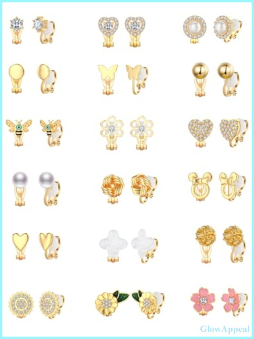 18 Pairs Clip On Earrings for Women Teens Girls Hypoallergenic Gold Tone
